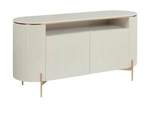 Sunpan Paloma Sideboard - Luxurious High Gloss Finish With Sculptural Design And Gold Accents For Modern Spaces Cream Wood 111908
