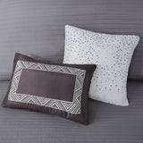 Madison Park Rhapsody Transitional 6 Piece Reversible Jacquard Quilt Set with Throw Pillows MP13-3400 Grey/Taupe