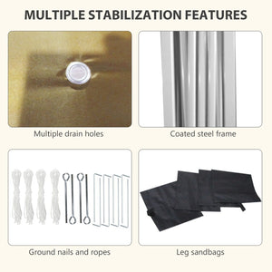 English Elm Outsunny 10' X 10' Instant Pop Up Canopy Tent With 3 Sidewalls, Adjustable Height & Carry Bag W2225P174242-GIGA