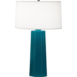 Robert Abbey Peacock Mason Table Lamp Peacock Glazed Ceramic Oyster Linen Shade