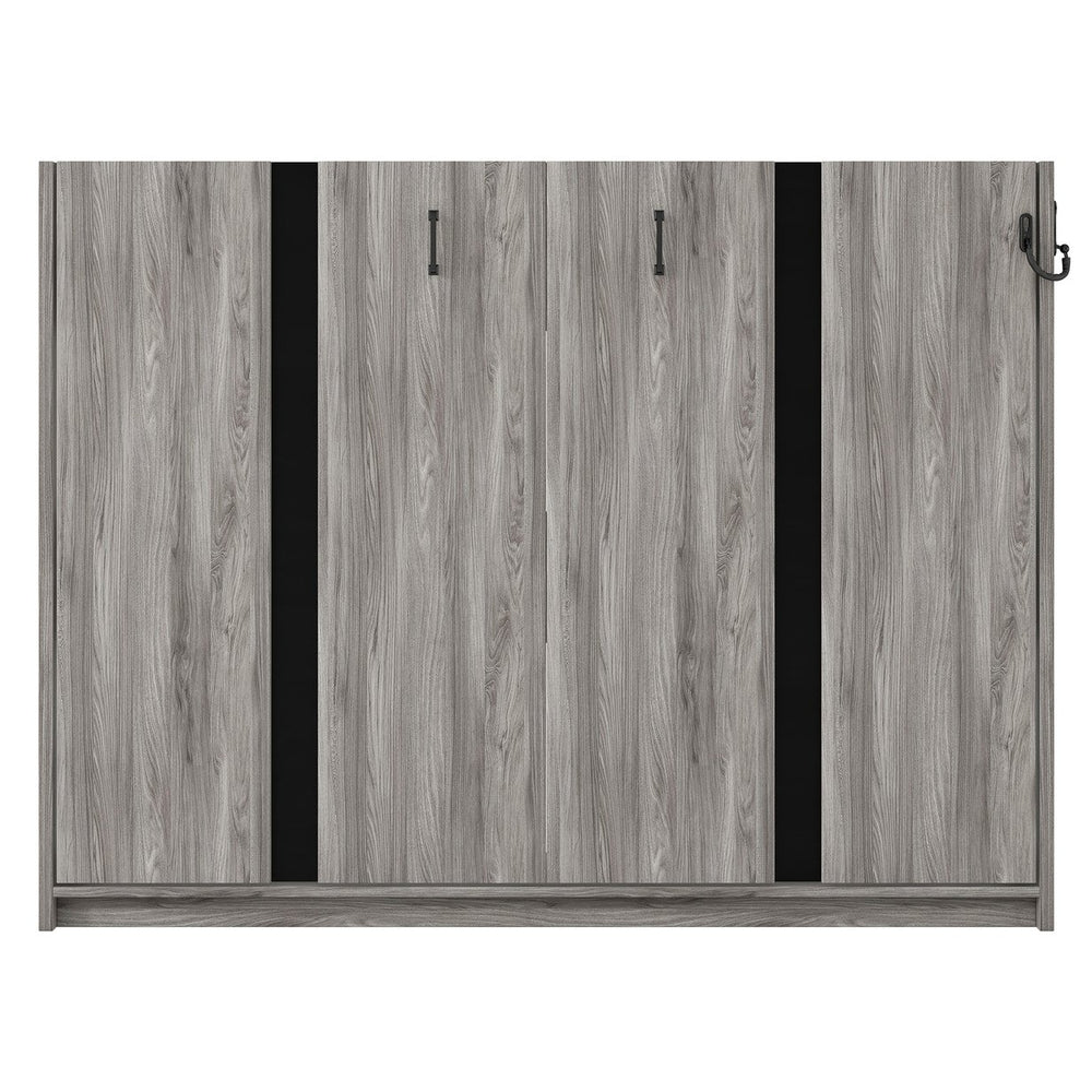 English Elm Full Full Size Murphy Bed Cabinet Gray — Space-Saving Fold-Down Full Bed with 800lb Capacity, Sleek Design N709P002048D
