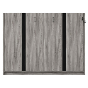 English Elm Full Full Size Murphy Bed Cabinet Gray — Space-Saving Fold-Down Full Bed with 800lb Capacity, Sleek Design N709P002048D
