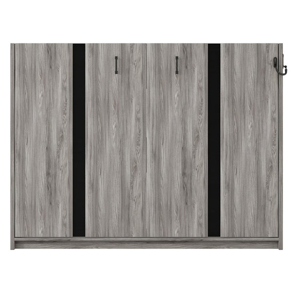 English Elm Full Full Size Murphy Bed Cabinet Gray — Space-Saving Fold-Down Full Bed with 800lb Capacity, Sleek Design N709P002048D