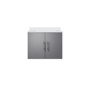 English Elm Dark Grey Bath Vanity 24 In. W With White Quartz Top - Modern Design, Durable Storage & Easy Install B2731P258555