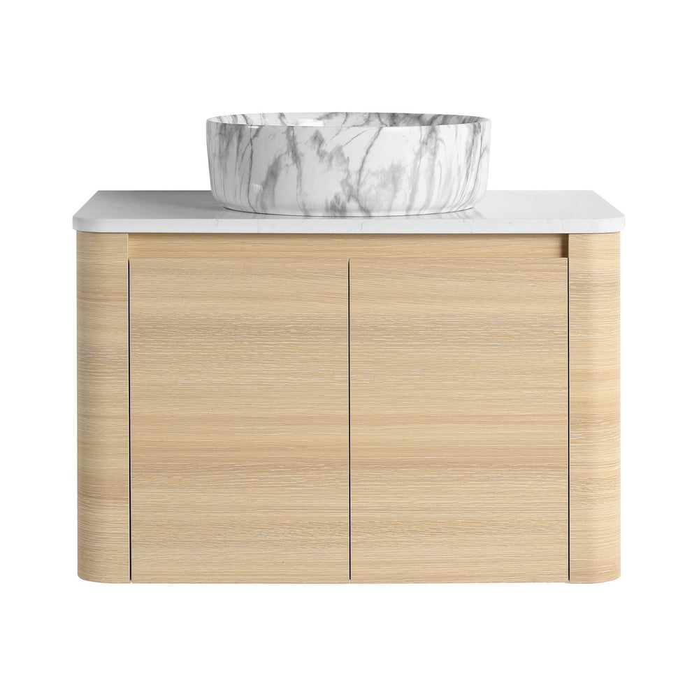 English Elm 30'' Wall-Mounted Bathroom Vanity With Ceramic Art Sink & Soft-Close Doors For Modern Spaces W999S00465