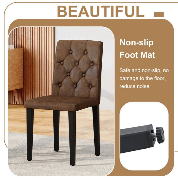 English Elm 42 Inch Round Dining Set Mdf Wood Grain Table with Tufted Suede Chairs for Four W1151S04474