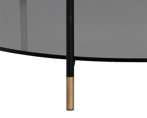 Sunpan Zuma Concrete Coffee Table with Black Glass Shelf & Gold Accents - Unique Artisan Crafted Design