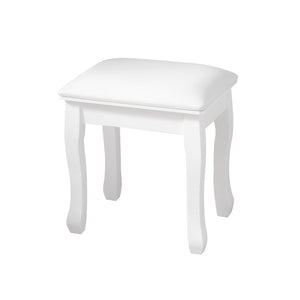 English Elm Vanity White Makeup Stool with Cushion and Solid Wood Legs, Anti-Slip Pads, Comfortable PU Seat W3128P281249