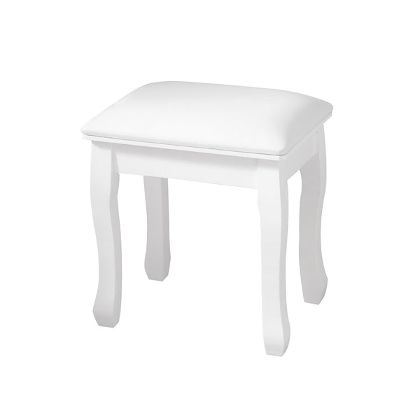 English Elm Vanity White Makeup Stool with Cushion and Solid Wood Legs, Anti-Slip Pads, Comfortable PU Seat W3128P281249
