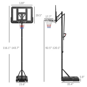 English Elm Soozier Adjustable Portable Basketball Goal with Shatterproof Backboard and Wheeled Base W2225P200903