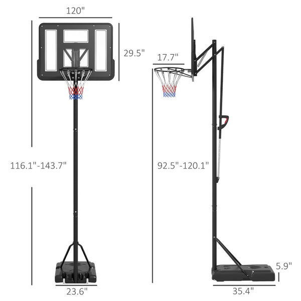 English Elm Soozier Adjustable Portable Basketball Goal with Shatterproof Backboard and Wheeled Base W2225P200903