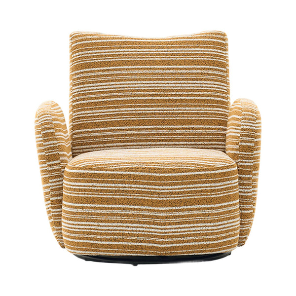 English Elm Modern Boucle 360° Swivel Leisure Chair with High‑Resilience Sponge, Supportive Curve, 550lb Capacity Mustard yellow W395P355482