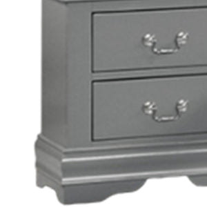 English Elm Ryla Solid Wood Two Drawer Nightstand with Dovetail Joinery and Bracket Feet in Matte Black Gray B056P416912