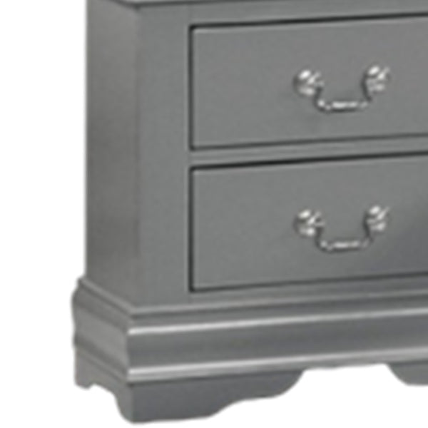 English Elm Ryla Solid Wood Two Drawer Nightstand with Dovetail Joinery and Bracket Feet in Matte Black Gray B056P416912