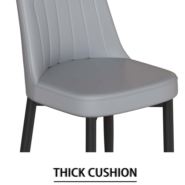 English Elm 55 Modern 4-Person MDF Dining Table Set with Sturdy Black Metal Legs and Padded PU Chairs for Families Grey+White W2189S00733