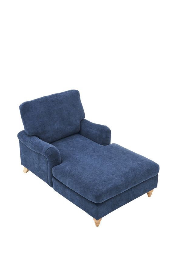 English Elm Modern Mid-Century Oversized Chaise Lounger Sofa Bed with Solid Wood Legs, Deep Seat Comfort Sleeper Blue W2363S00067