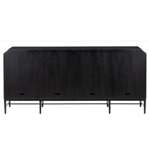 Kallista Taupe Credenza - Modern Sycamore Veneer Chest with Soft-Close Doors & Polished Brass Hardware