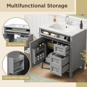 English Elm 30'' Modern Bathroom Vanity With Storage, Ceramic Sink & Stylish Roman Legs - Perfect For Small Spaces! N710P250194E