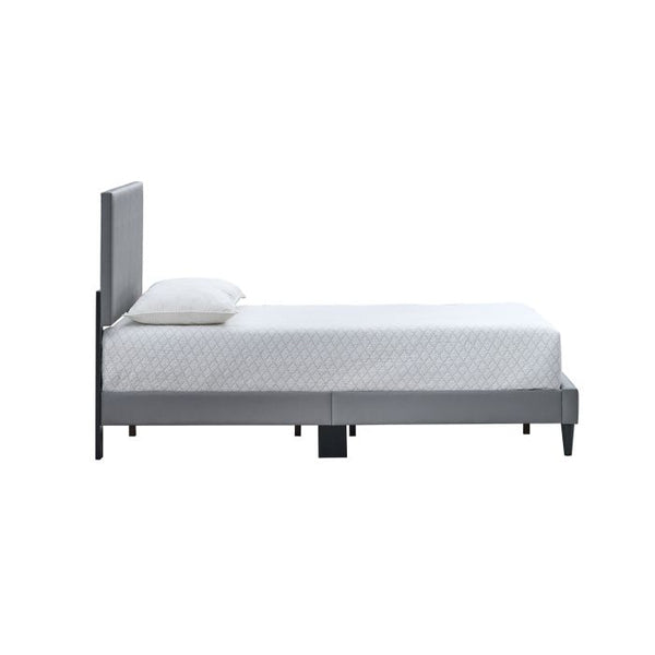 English Elm Baron Full Bed Frame with Faux Leather Upholstery, Slat Support, Adjustable Headboard Height, Fits 7–13" LIGHT GREY 26.37 L x 45.47 W x 7.48 H B078P380171