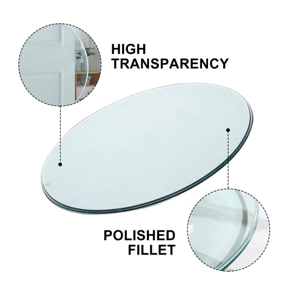 English Elm Size:42.13 Round Tempered Glass Table Top Clear Polished Edge Surface for Any Base W1151P324645