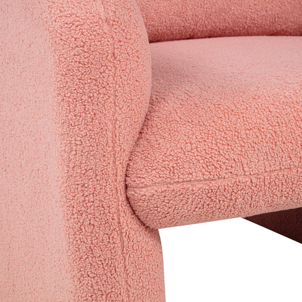 English Elm Stylish Teddy Fleece Single Sofa Chair with Arms and Pillow, Cozy Accent Armchair for Living Room Pink 30 L x 24.75 W x 24 H W1716P196472