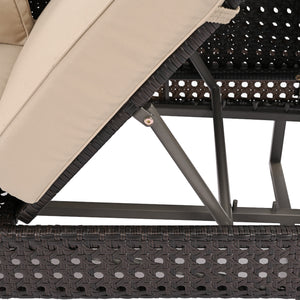 English Elm K&K 6-Pers Diamond Weave Patio Sectional Set with Thick Cushions, Extendable Ice Coffee Table, UV-Resistant Wicker Khaki+Brown N707S000013K