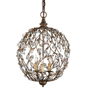 Currey & Company Crystal Bud Globe Chandelier with Vine Arms and Gold Finish for Dining Entryway 9652