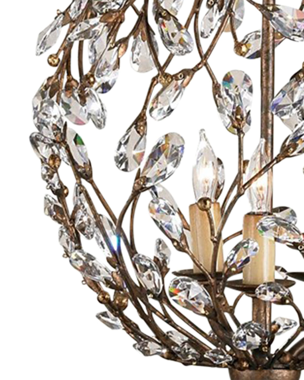 Currey & Company Crystal Bud Globe Chandelier with Vine Arms and Gold Finish for Dining Entryway 9652