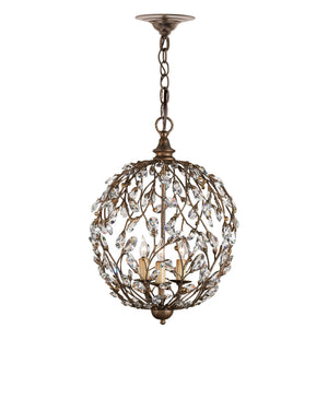 Currey & Company Crystal Bud Globe Chandelier with Vine Arms and Gold Finish for Dining Entryway 9652