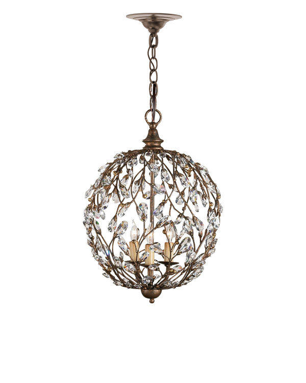 Currey & Company Crystal Bud Globe Chandelier with Vine Arms and Gold Finish for Dining Entryway 9652