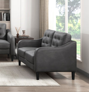 English Elm Gray Mallory 3pc Sofa Set - Button-Tufted Microfiber Sofa Loveseat Chair, Contoured Arms, Solid Wood Frame B011S01071