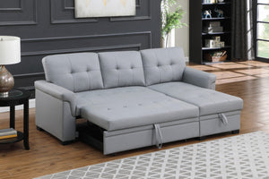 English Elm Jardin Vegan Leather Sleeper Sectional with Reversible Chaise and Hidden Storage B2749S00209