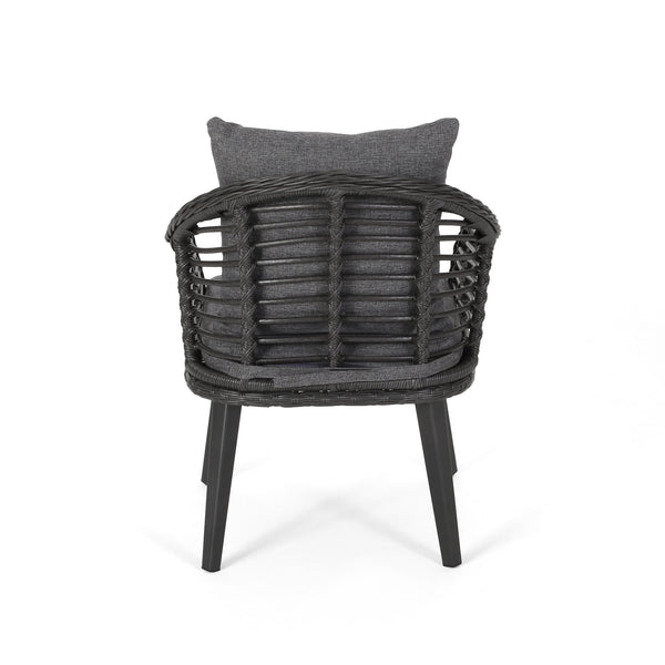 English Elm Christopher Knight Home® - TATIANA Grey Dining Chairs Set of 2 – Aluminum Frame, Woven Polyethylene Rattan, Water‑Resistant Cushions, Lightweight Rust‑Resistant Design 65042.00GRY