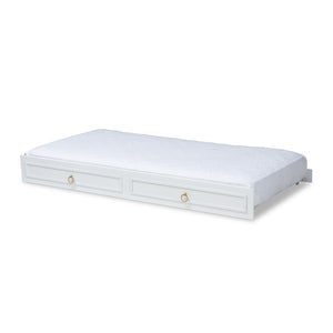 Baxton Studio Baxton Studio Mariana Twin Size Trundle Bed - Classic White Finish with Gold Pulls for Elegance Mariana-White-Trundle