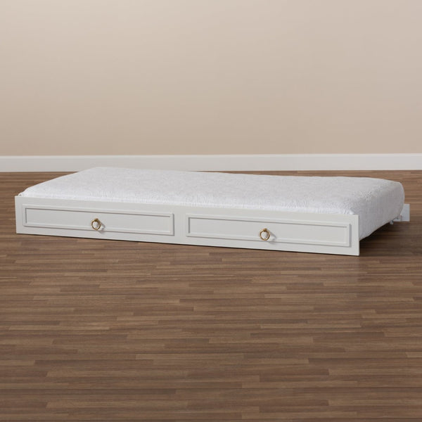 Baxton Studio Baxton Studio Mariana Twin Size Trundle Bed - Classic White Finish with Gold Pulls for Elegance Mariana-White-Trundle