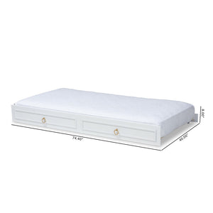 Baxton Studio Baxton Studio Mariana Twin Size Trundle Bed - Classic White Finish with Gold Pulls for Elegance Mariana-White-Trundle