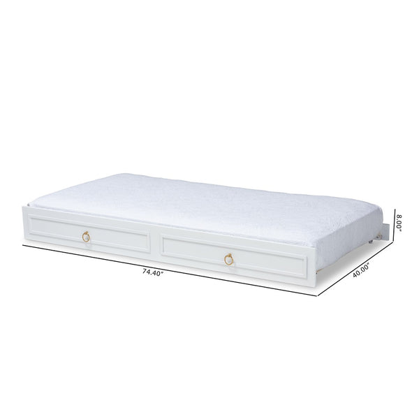 Baxton Studio Baxton Studio Mariana Twin Size Trundle Bed - Classic White Finish with Gold Pulls for Elegance Mariana-White-Trundle