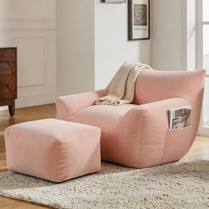 English Elm Bean Bag Chair with Armrests Shredded Foam Fill Oversized Lounge Seat for Adults Pink W5385P433248