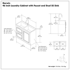 English Elm Hennessy Shaker Cabinet Utility Sink Stainless Steel Basin Laundry Room Setup B136P427218