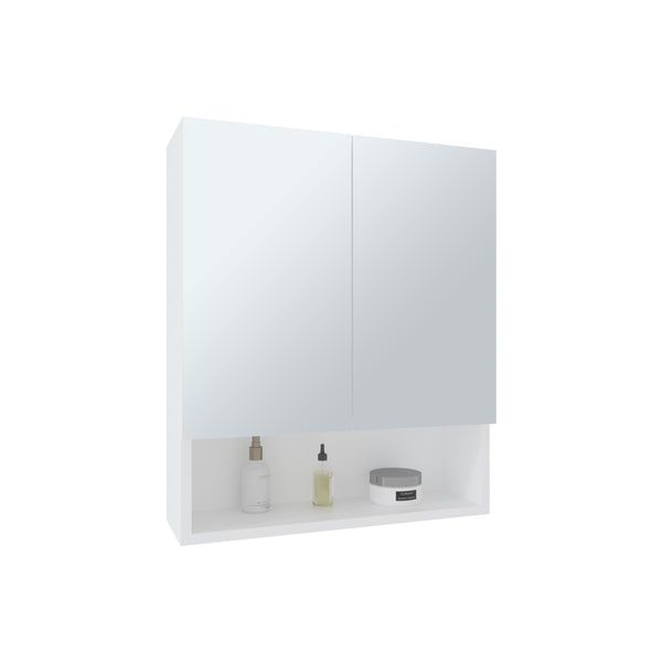 English Elm Medicine Cabinet White Engineered Wood with Mirror, 2 Doors & 3 Shelves, Compact Durable Eco-Friendly Design B097P296819