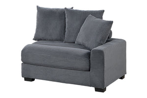 English Elm Contemporary Dark Gray 5pc Modular Sectional Sofa Corduroy with Square Arms, 6 Back Pillows & Ottomans B011S01913
