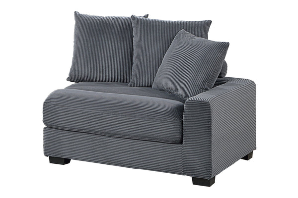 English Elm Contemporary Dark Gray 5pc Modular Sectional Sofa Corduroy with Square Arms, 6 Back Pillows & Ottomans B011S01913