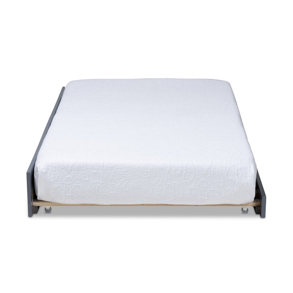 Baxton Studio Baxton Studio Mariana Stylish Grey Wood Twin Trundle Bed with Smooth Casters for Easy Use Mariana-Grey-Trundle