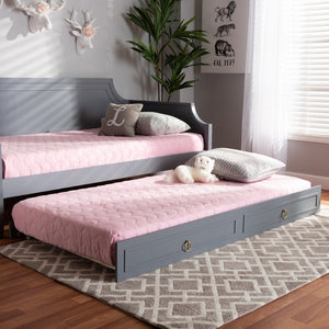Baxton Studio Baxton Studio Mariana Stylish Grey Wood Twin Trundle Bed with Smooth Casters for Easy Use Mariana-Grey-Trundle