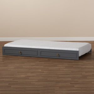 Baxton Studio Baxton Studio Mariana Stylish Grey Wood Twin Trundle Bed with Smooth Casters for Easy Use Mariana-Grey-Trundle
