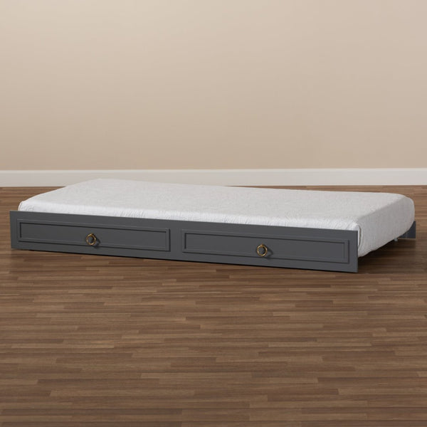Baxton Studio Baxton Studio Mariana Stylish Grey Wood Twin Trundle Bed with Smooth Casters for Easy Use Mariana-Grey-Trundle