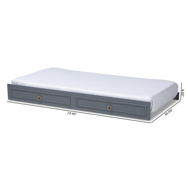 Baxton Studio Baxton Studio Mariana Stylish Grey Wood Twin Trundle Bed with Smooth Casters for Easy Use Mariana-Grey-Trundle