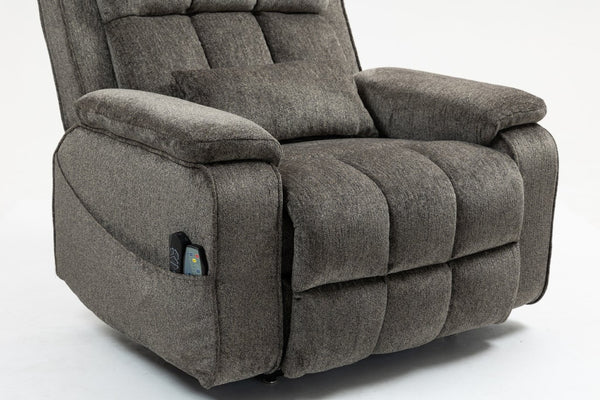 English Elm Oversized Power Lift Recliner Chair with Massage Heating and Usb Charging for Living Room Dark Grey W547S00073