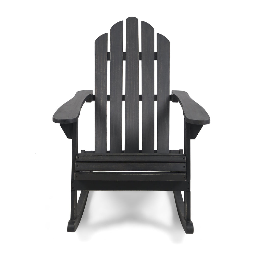 English Elm Christopher Knight Home® - HOLLYWOOD Acacia Wood Adirondack Rocking Chair with Long Rockers, Weather-Resistant, Cozy Cottage Vibe DARK GREY 38.75 L x 28 W x 9 H 62398.00DGRY
