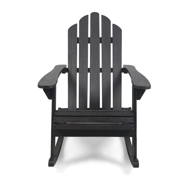 English Elm Christopher Knight Home® - HOLLYWOOD Acacia Wood Adirondack Rocking Chair with Long Rockers, Weather-Resistant, Cozy Cottage Vibe DARK GREY 38.75 L x 28 W x 9 H 62398.00DGRY